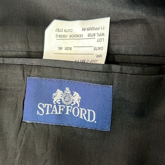Stafford Men’s Black 100% Worsted Wool Suit Coat Size 48L Pre-owned - Picture 6 of 7